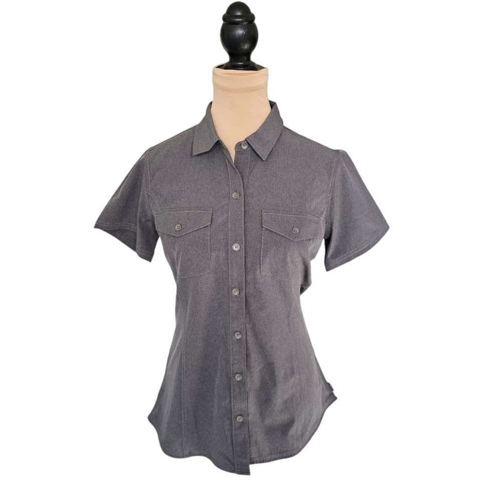 Eddie Bauer Dark Grey Free Dry Short Sleeve Button Up Sz S